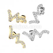 Pair of CNC CZ Wave 316L Stainless Steel Stud Earrings