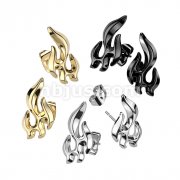 Pair of 316L Stainless Steel Flame Stud Earrings 