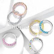 Half Circle Lined CZ Set  Bendable Hoop Rings for Septum, Ear Cartilage, Daith and More