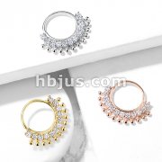 CZ Lined Fan Bendable Hoop Rings for Septum, Ear Cartilage, Daith, and More