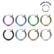 Spring Action Titanium IP Over 316L Stainless Steel Fake Septum & Nose Hoop (20pcs x 8colors)