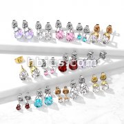 Pair of 316L Surgical Stainless Steel Stud Earring with Teardrop CZ
