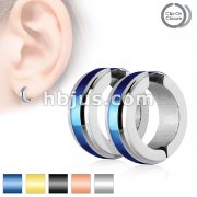 IP Center and Stepped Edge Pair of 316L Surgical Stainless Steel Non-Piercing Ear Cuff Clip On Earrings