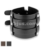 Wide Double Buckle Adjustable Leather Bracelets