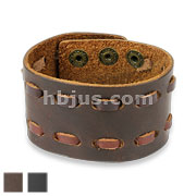 Double Stiched Adjustable Leather Bracelets