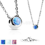 Bezeled Opal Set 316L Stainless Steel Pendant with Chain
