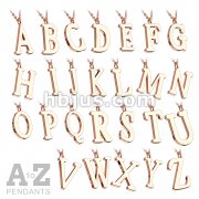 Rose Gold IP Alphabet Initial 316L Stainless Steel Pendant with Chain 26 Pack (Complete A to Z)