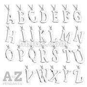 Alphabet Initial 316L Stainless Steel Pendant with Chain 26 Pack (Complete A to Z)