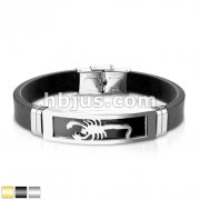 Scorpion Embossed Steel Plate With Silicon Rubber Strap Bracelet