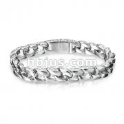 Wave Design on the Side 316L Stainless Steel Chain Bracelet 