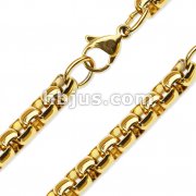 Gold PVD Stainless Steel Round Box Chain Necklaces