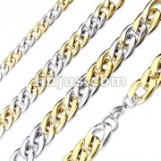 Steel and Gold Duo Tone Stainless Steel Chain Necklace with Lobster Clasp