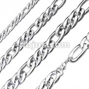 Combination of Small and Large Links Stainless Steel Chain Necklace with Lobster Clasp