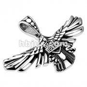 Rider Shield Over Eagle Wings Stainless Steel Pendant