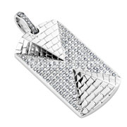 3D Pyramid Against Pave Gem Background Stainless Steel Pendant