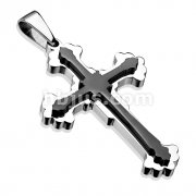 Royal Cross Double Layered Black IP 316L Stainless Steel Pendant