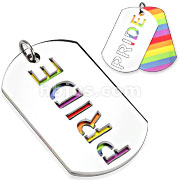 Stainless Steel Double Layered Dogtag with Horizontal Rainbow and Die-Cut 