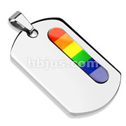 Stainless Steel Rainbow Verticle Bar Dog Tag