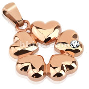 Five Hearts with CZ Rose Gold IP Over Stainless Steel Pendant