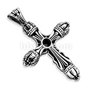 Celtic Gemmed Cross with Crown Edges 316L Stainless Steel Pendant