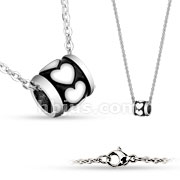 Shiny Hearts on Black 316L Stainless Steel Pendant with Chain