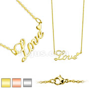 Love Lettering with Heart Pendant 316L Stainless Steel Chain Necklace