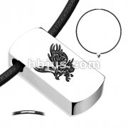 Flying Eagle Beveled Black IP 316L Stainless Steel Tag Pendant with Black Leatherette Necklace