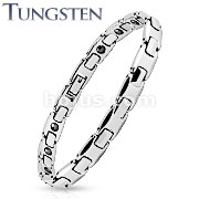 Thin Width H Link Tungsten Carbide Chain Bracelet