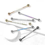 Implant Grade Titanium Externally Threaded Industrial Barbell With CNC Set CZs or Opals on Bar