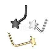 Implant Grade Titanium L Bend Nose Ring With Flat Star Top