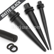 316L Surgical Steel Matte Black Tapers with O-Rings