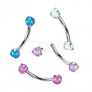 Implant Grade Titanium Internally Threaded Curved Barbell With Claw Set Opal Ball