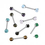 Implant Grade Titanium Internally Threaded Nipple Barbell With Claw Set Natural Stone Ends