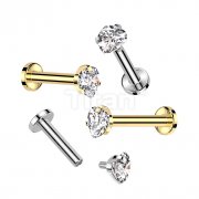 Implant Grade Titanium Internally Threaded Labret With Prong Set Heart CZ Top