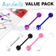 6 Pcs Value Pack Bio Flex Barbells with UV Light Reactive Acrylic Balls