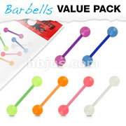 6 Pcs Value Pack Bio Flex Barbells with Glow in the Dark Balls