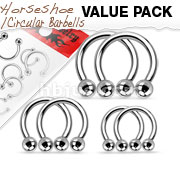 Value Pack Three Pairs 316L Surgical Steel Horseshoes.