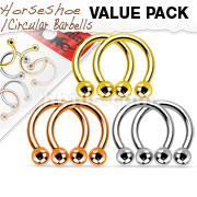 Value Pack Three Pairs 316L Surgical Steel Horseshoes. Polished, Gold IP and Rose Gold IP