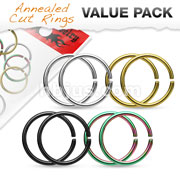 Value Packs 4 Pairs 316L Surgical Steel Cut Rings