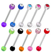 Barbell With Acrylic Gem Ball 100pc Pack (10pcs X 10 Colors) 