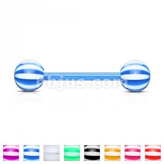 8 x Flexible PTFE Tongue Bars Candy Stripe Ball Bulk Pack