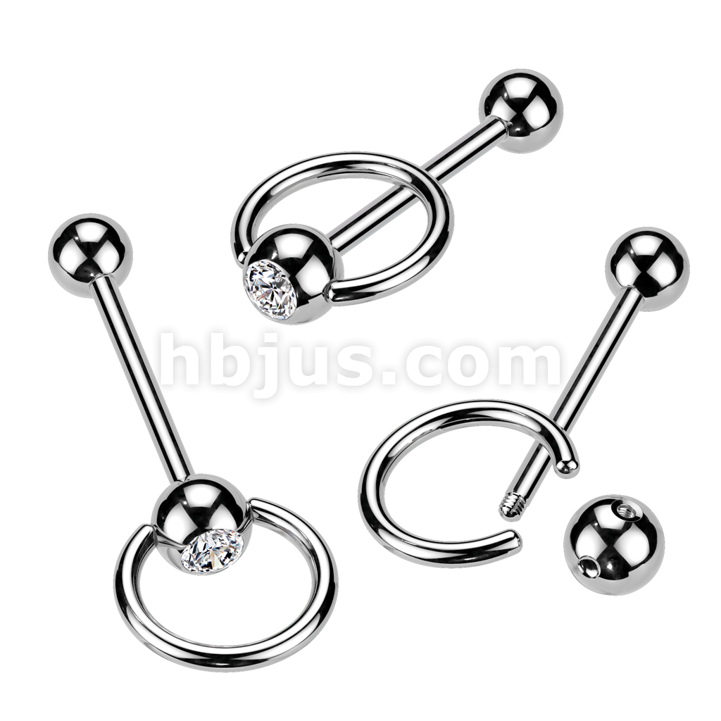 316L Surgical Steel Slave Ring Tongue Ring Barbell 316L Surgical Steel Slave Ring Tongue Ring Barbell