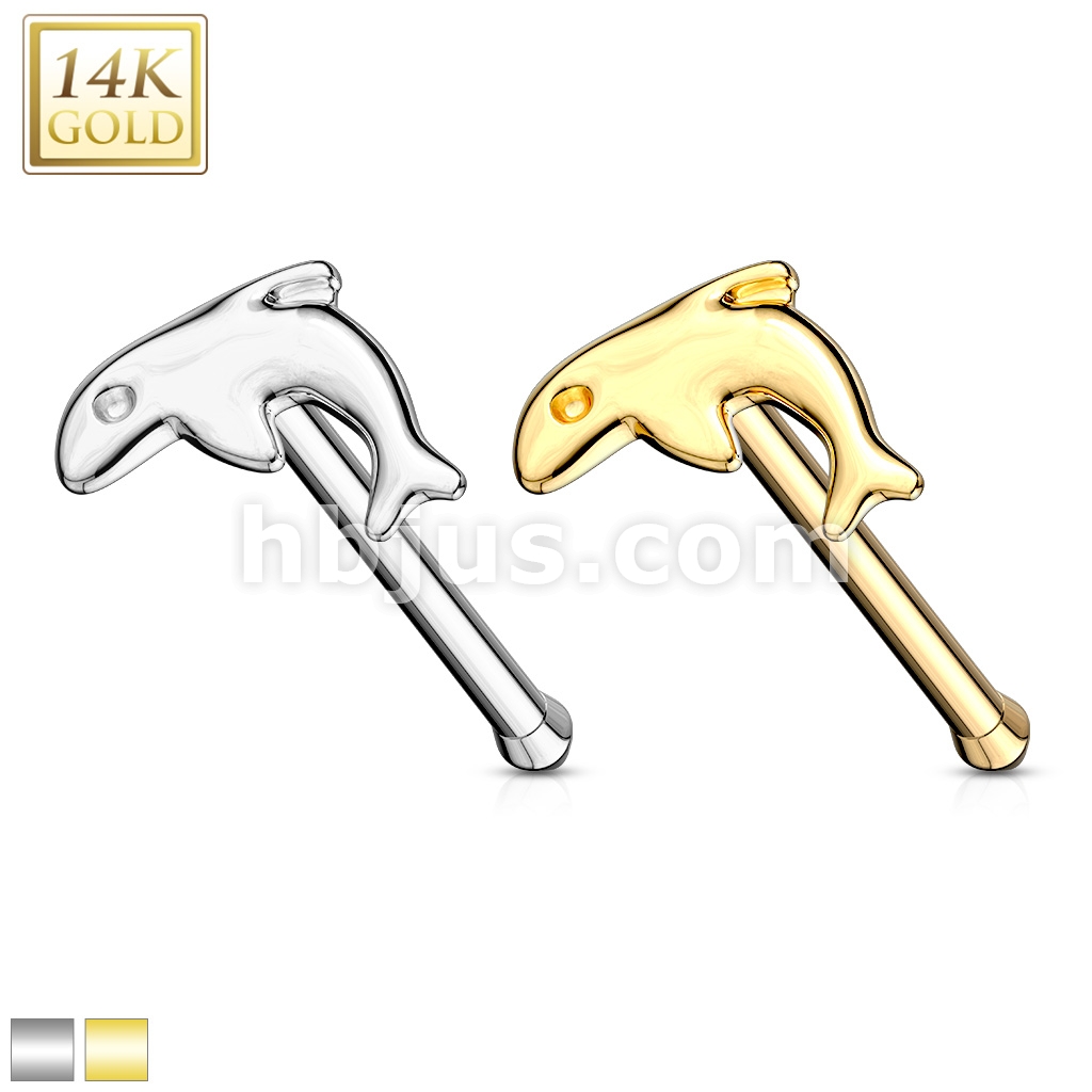 Dolphin Nose Stud Ring 14 Karat Solid Gold
