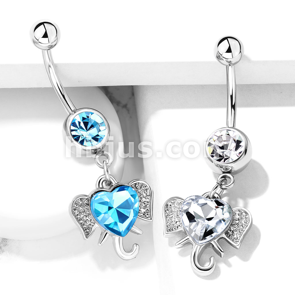 Surgical Steel Elephant Dangle Belly Button Navel Ring Surgical Steel Elephant Dangle Belly Button Navel Ring