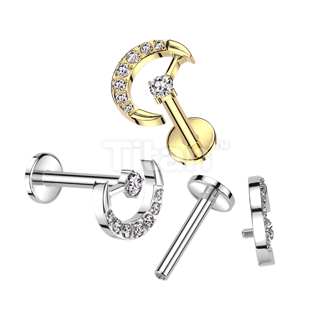Internally Threaded Crescent Moon Implant Grade Titanium Labret Internally Threaded Crescent Moon Implant Grade Titanium Labret